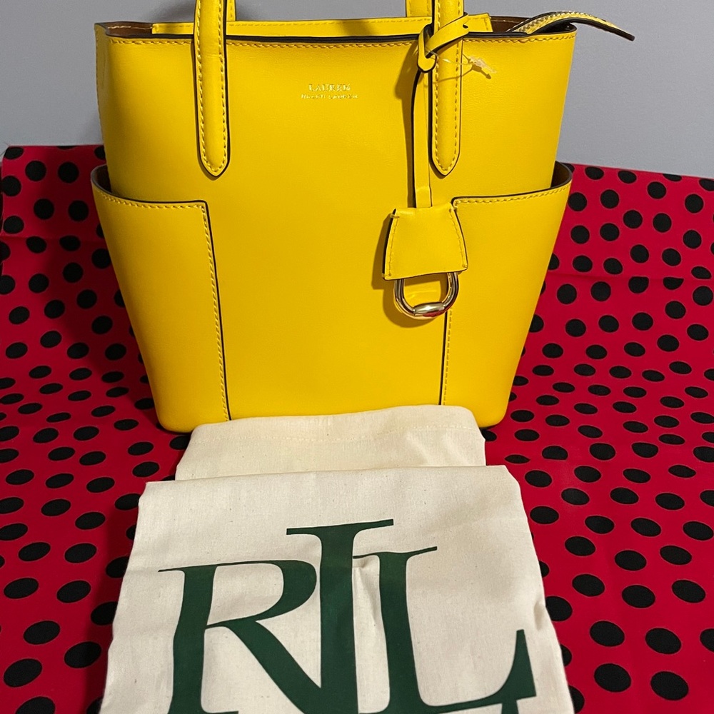 NWT Ralph Lauren Yellow Zippered Purse - Picture 2 of 8
